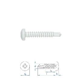 Vis autoperceuses 4,8x25 mm blanche tête cylindrique Ph par 500