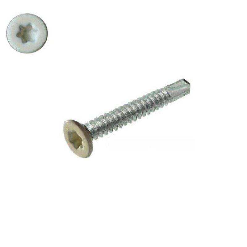 Vis autoperceuses 4,8x38 mm RAL 1015 ton pierre tête fraisée Torx par 100