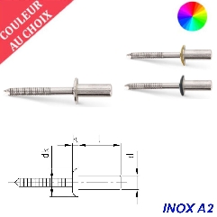 Rivets 4,8x10 mm couleur au choix étanche Inox A2 par 250