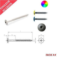 Vis pour panneaux de façade 5,5x25 mm couleur au choix par 200 Inox A4