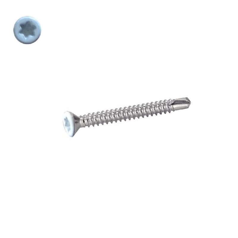 Vis autoperceuses 4,2x16 mm RAL 9010 blanc pur tête fraisée Torx par 100