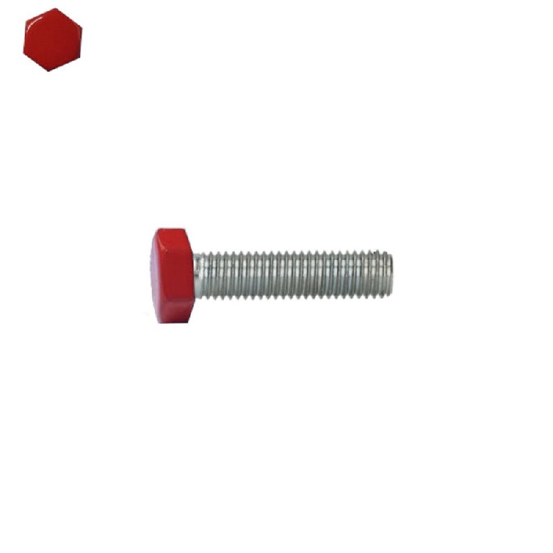 Vis à métaux Rouge 4x16 mm tête hexagonal acier zingué 8.8 par 100