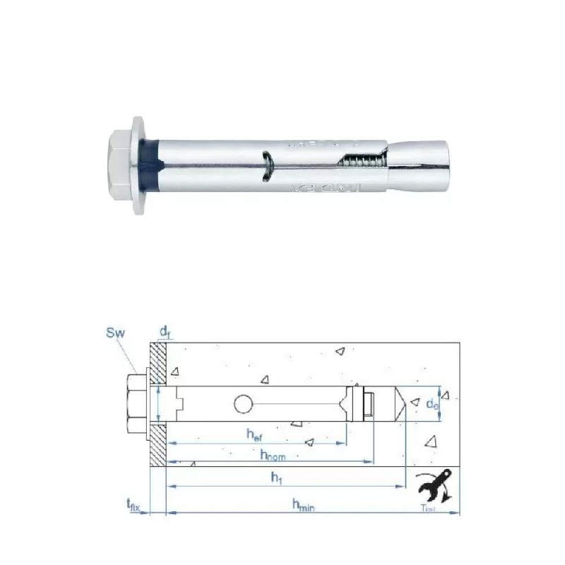 Chevilles anti-rotations tête hexagonale M10x100 mm par 10