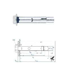 Chevilles anti-rotations tête hexagonale M12x110 mm par 10