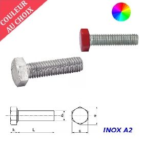 Vis à métaux M3x12 couleur au choix tête hexagonale Inox A2 par 1000