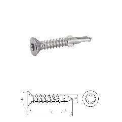 Vis autoperceuses 6,3x100 mm tête fraisée Tx acier zn à ailettes par 100