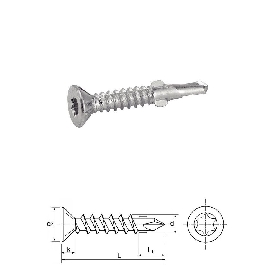 Vis autoperceuses 6,3x100 mm tête fraisée Tx acier zn à ailettes par 100