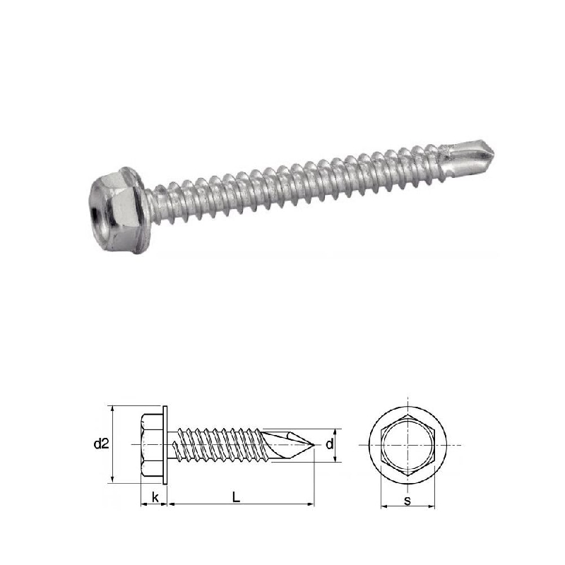 Vis autoperceuses 3,9x9,5 mm tête hexagonale acier zn par 500