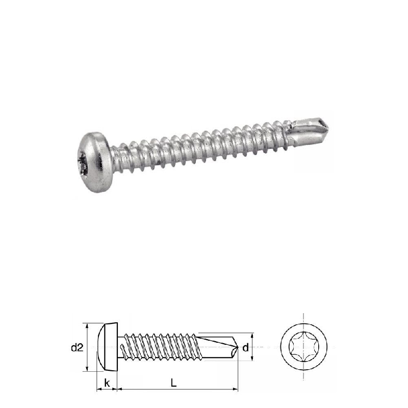 Vis autoperceuses 3,5x9,5 mm tête cylindrique Tx acier zn par 500