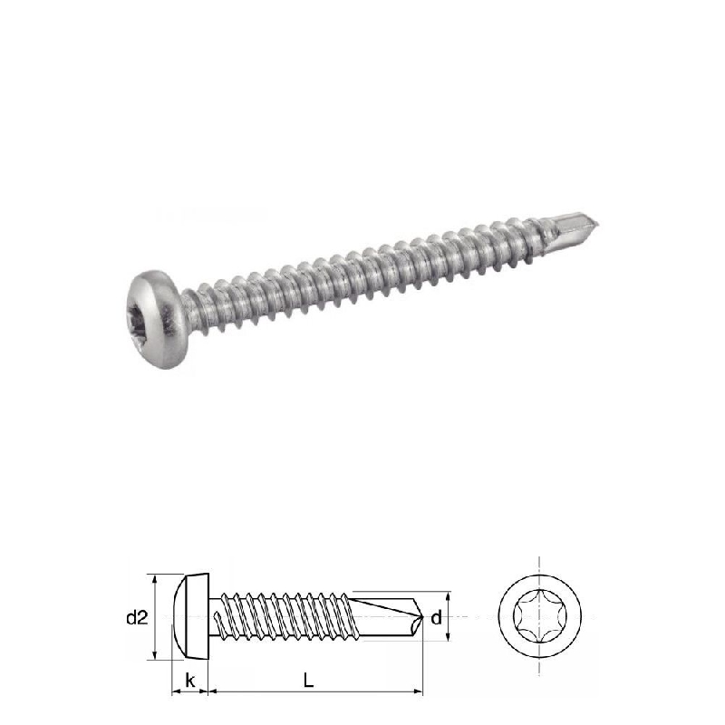 Vis autoperceuses 3,5x9,5 mm tête cylindrique Tx Inox A2 par 200