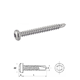 Vis autoperceuses 3,5x9,5 mm tête cylindrique Tx Inox A2 par 200