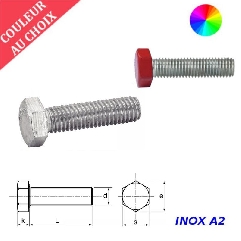 Vis à métaux M3x20 couleur au choix tête hexagonale Inox A2 par 1000