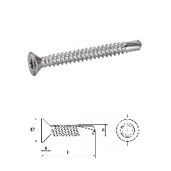 Vis autoperceuses 3,5x9,5 mm tête fraisée Tx acier zingué par 500