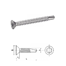 Vis autoperceuses 3,5x9,5 mm tête fraisée Tx acier zingué par 500