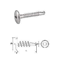 Vis autoperceuses 4,8x16 mm tête extra large empreinte carrée zn par 500