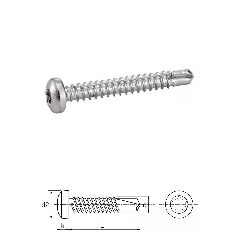 Vis autoperceuses 3,9x25 mm tête cylindrique Tx acier zn par 500