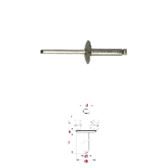 Rivets aveugles tête large 4,8x10 mm DIN 7337C Inox A2 / Inox A2 par 250