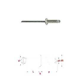 Rivets aveugles éclatés 3,2x8 mm Aluminium / Acier par 500