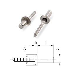 Rivets étanches Inox A2 3,2x8 mm ISO 16585 par 500