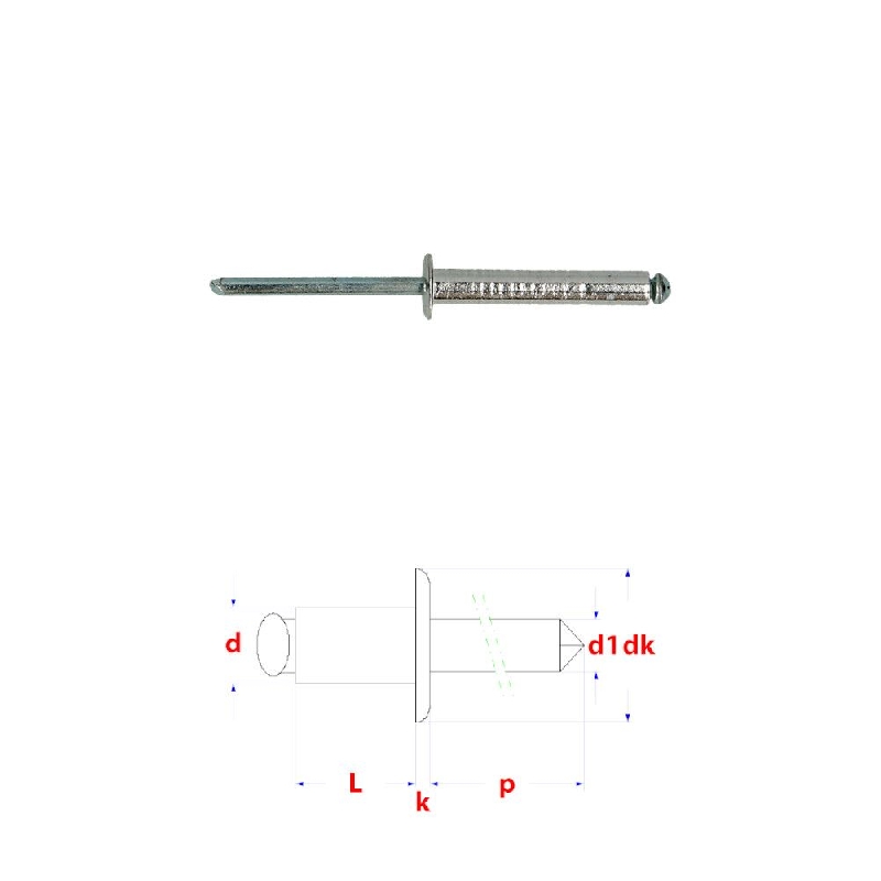 Rivets aveugles Alu/Alu 4,8x8 mm DIN 7337A par 500