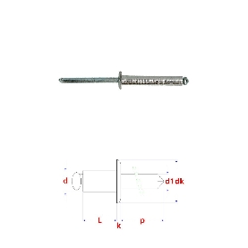 Rivets aveugles Alu/Alu 4,8x8 mm DIN 7337A par 500