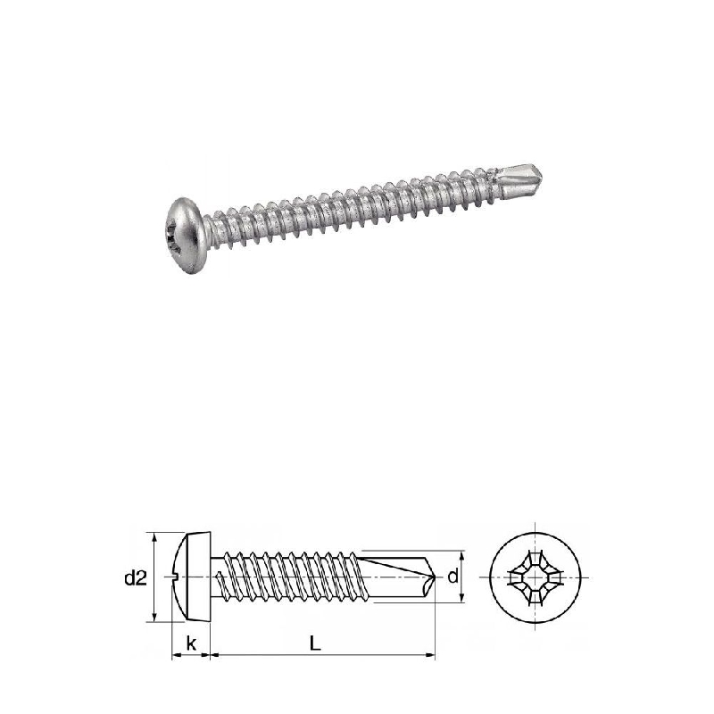 Vis autoperceuses 3,5x9,5 mm tête cylindrique Ph Zn  DIN 7504 M par 500