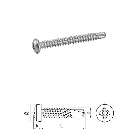 Vis autoperceuses 3,5x9,5 mm tête cylindrique Ph Zn  DIN 7504 M par 500