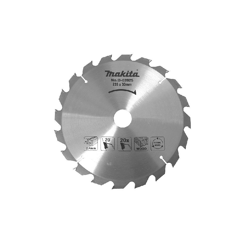 Lame de scie circulaire 165 mm alésage 20 mm 24 dents Makita