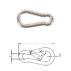 Mousqueton Inox A4 6x60 mm