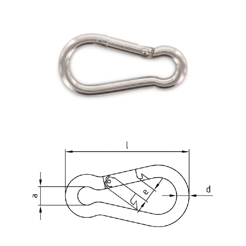 Mousqueton Inox A4 6x60 mm