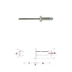 Rivets aveugles éclatés 4x10 mm Aluminium / Acier par 500