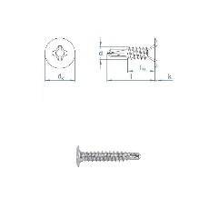 Vis autoperceuses 4,2x14 mm inox A2 tête extraplate par 500