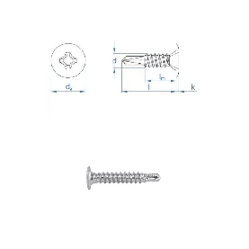 Vis autoperceuses 4,2x14 mm inox A2 tête extraplate par 500