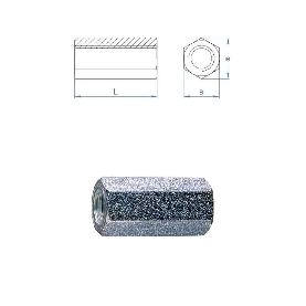 Raccord jonction pour tige filetée M6x20 mm hexagonal ZI par 200