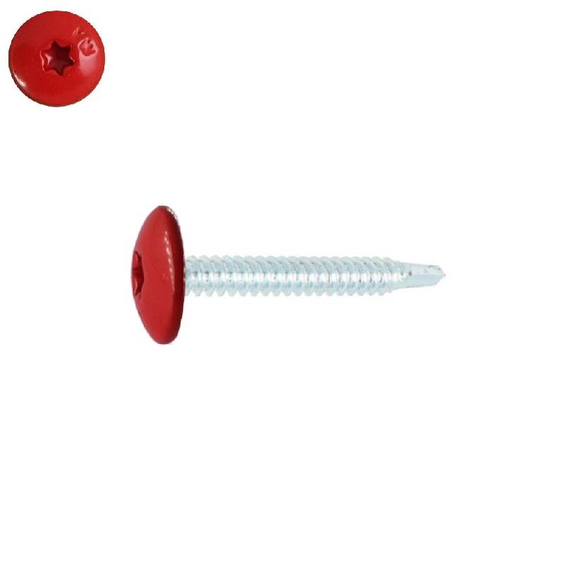 Vis penture autoperceuses 4,8x38 mm RAL 3020 rouge signalisation zinguées par 50