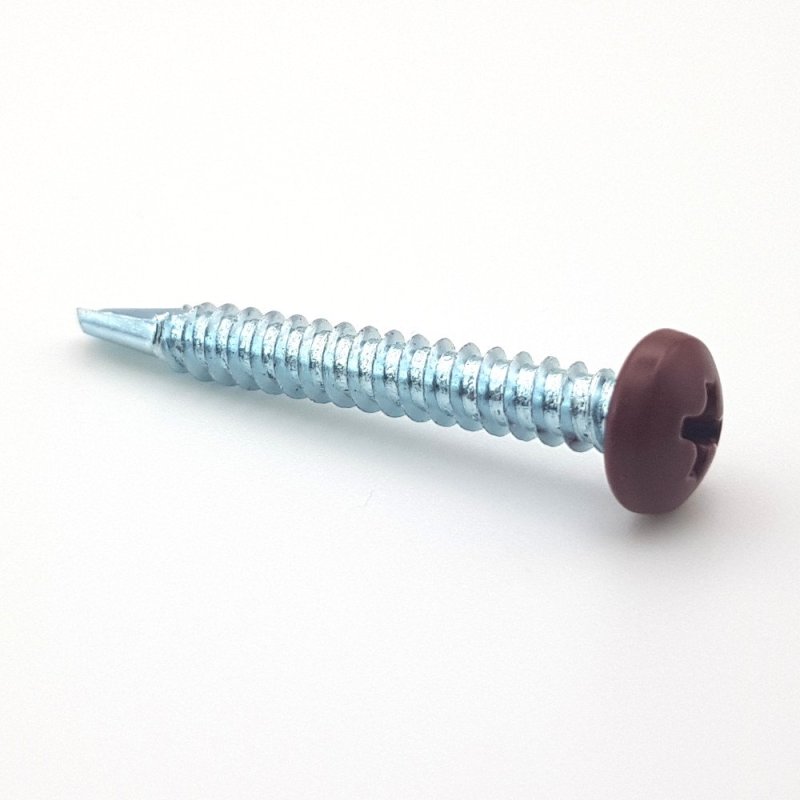 Vis autoperceuses 4,8x38 mm RAL 8012 brun rouge tête cylindrique Ph zinguées par 100