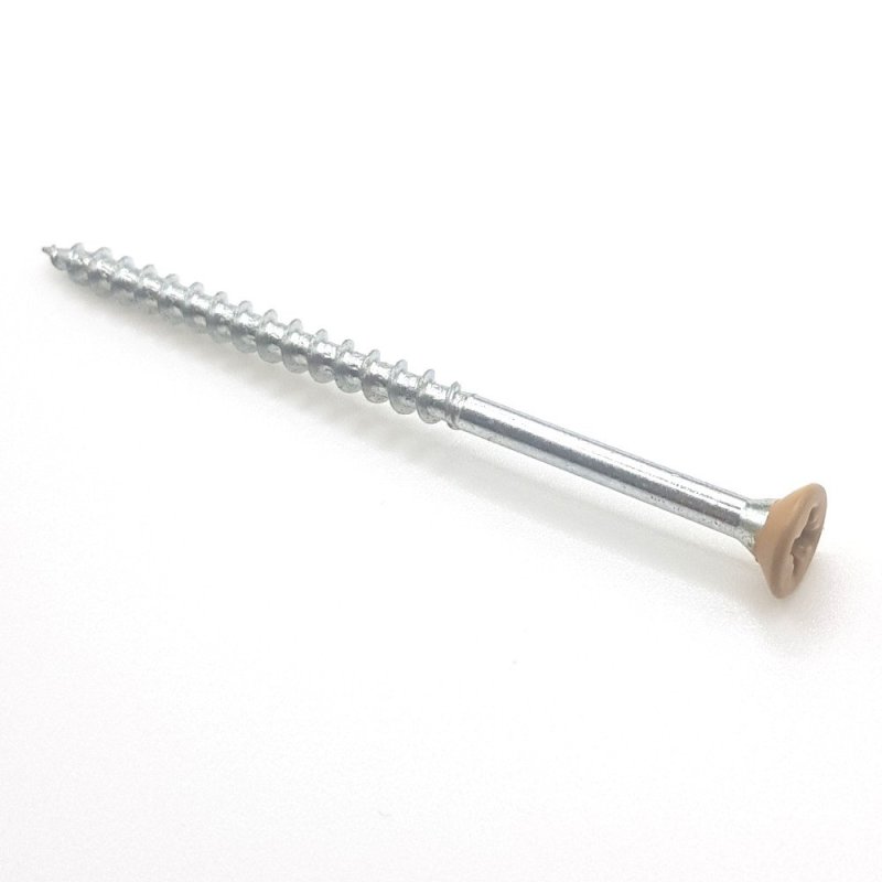 Vis bois tête fraisée 4x70 mm couleur chêne moyen Pz zn par 100 Vis bois tête fraisée 4x70 mm couleur chêne moyen Pz zn par 100