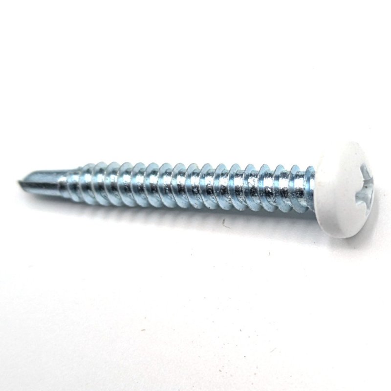 Vis autoperceuses 4,8x38 mm RAL 9003 blanc de sécurité tête cylindrique Ph par 100 Vis autoperceuses 4,8x38 mm RAL 9003 blanc de sécurité tête cylindrique Ph par 100