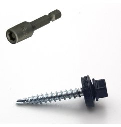 Vis autoperceuses 4,8x35 mm RAL 9005 noir foncé tête hexagonale + douille par 100