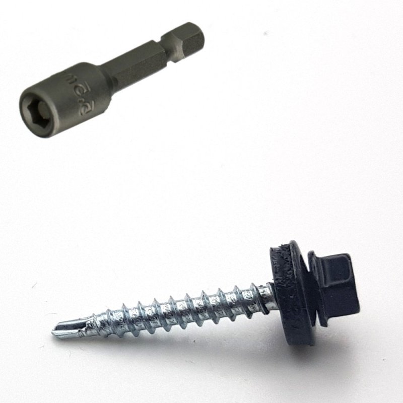Vis autoperceuses 4,8x35 mm RAL 9005 noir foncé tête hexagonale + douille par 100 Vis autoperceuses 4,8x35 mm RAL 9005 noir foncé tête hexagonale + douille par 100