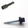 Vis autoperceuses 4,8x35 mm RAL 9005 noir foncé tête hexagonale + douille par 100