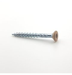 Vis bois tête fraisée 5x50 mm couleur chêne moyen acier zingué Tx par 100