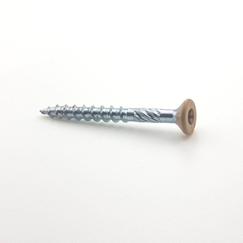 Vis bois tête fraisée 5x50 mm couleur chêne moyen acier zingué Tx par 100