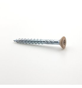 Vis bois tête fraisée 5x50 mm couleur chêne moyen acier zingué Tx par 100