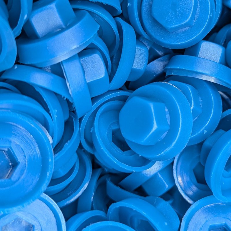 Capuchons 8 mm RAL 5019 bleu pour vis autoperceuses hexagonales 4,8 mm & 5,5 mm par 100 Capuchons 8 mm RAL 5019 bleu pour vis autoperceuses hexagonales 4,8 mm & 5,5 mm par 100