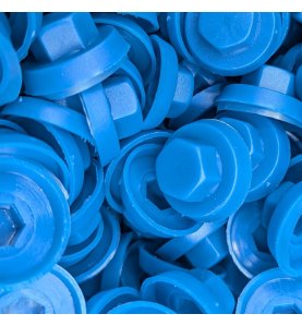 Capuchons 8 mm RAL 5019 bleu pour vis autoperceuses hexagonales 4,8 mm & 5,5 mm par 100