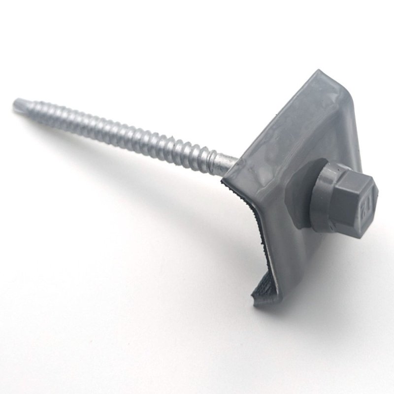 Vis pour bac acier et cavalier 6,3x100 mm RAL 7037 gris poussière kit pour sommet de nervure par 20