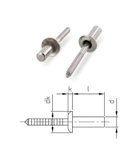 Rivets étanches Inox A2 4,8x14 mm ISO 16585 par 500