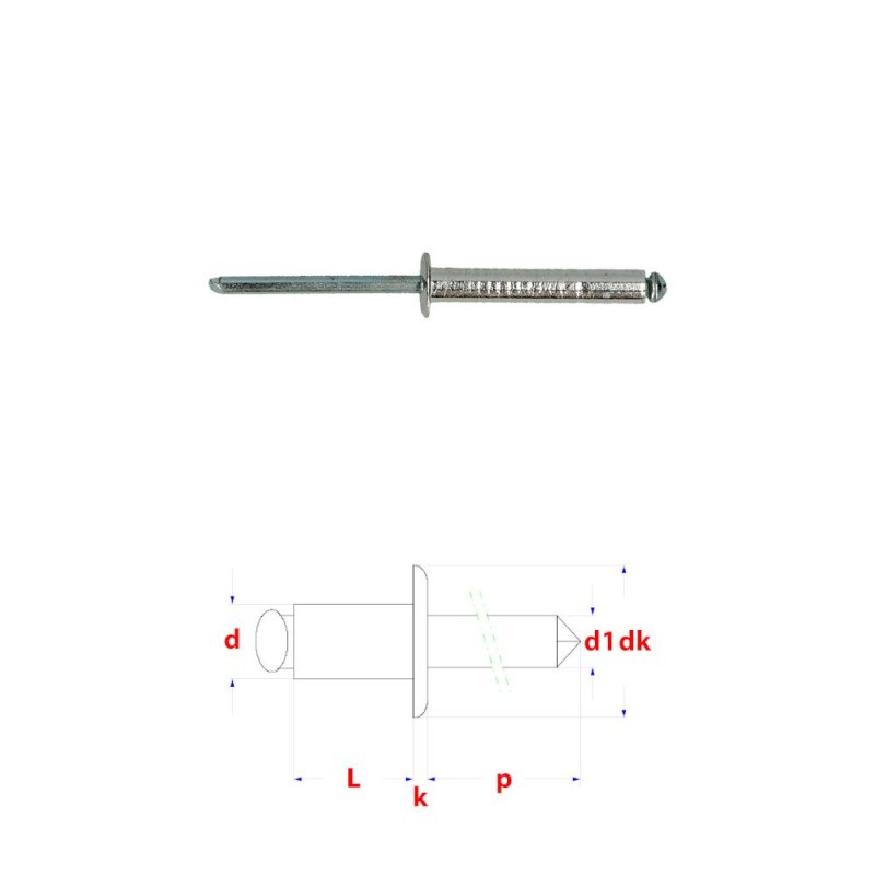 Rivets aveugle 4,8x12 mm Aluminium Aluminium DIN 7337A par 500