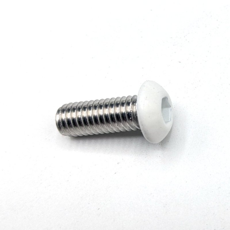 Vis à métaux M6x16 mm RAL 9016 blanc de sécurité tête bombée hexagonal creux Inox A2 par 50